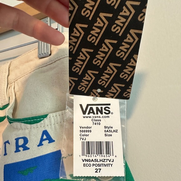 Vans Eco Positivity Women's Cream and Blue Graphic Shorts High Rise - Picture 5 of 13